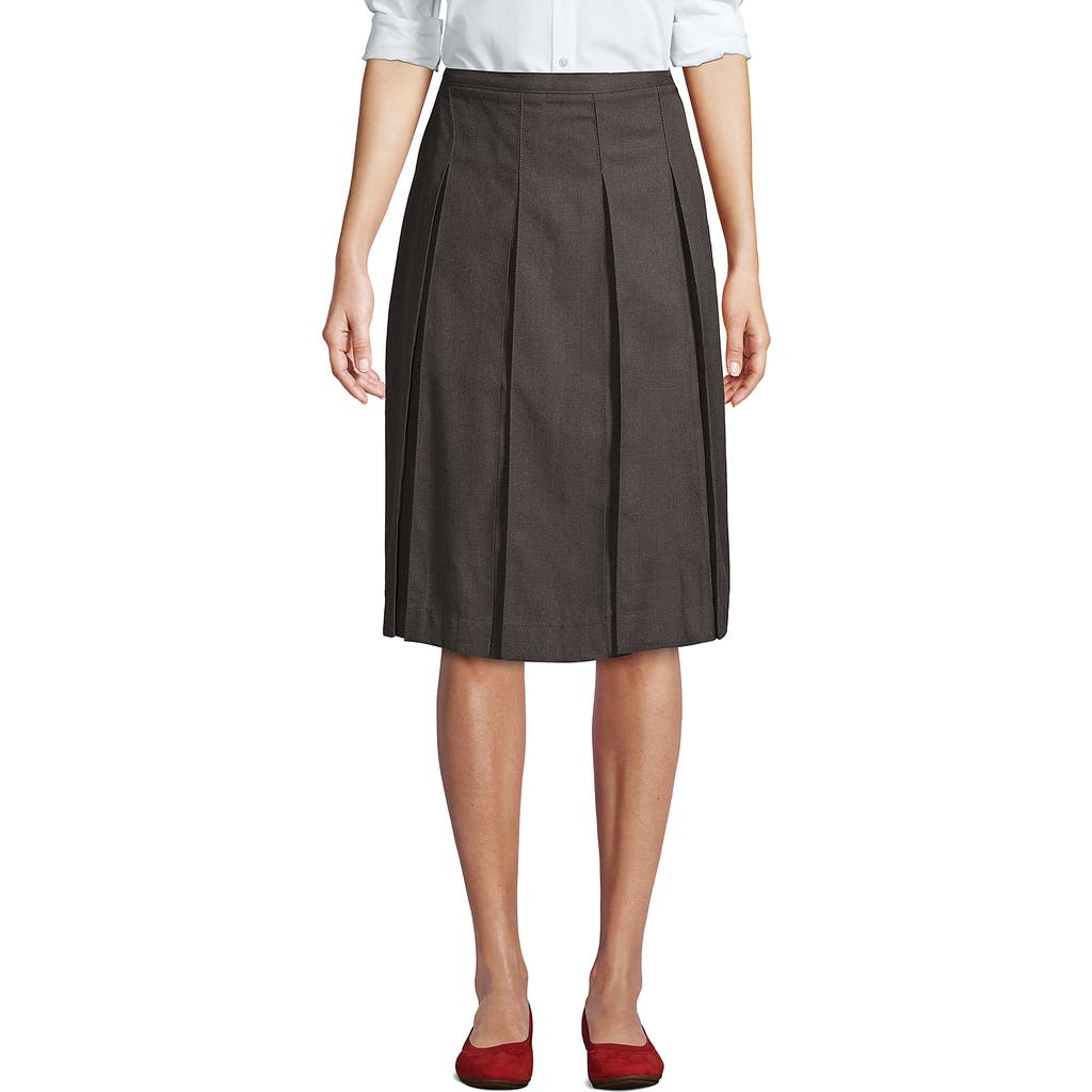 Shop Lands' End School Uniform Solid Box Pleat Skirt Below The Knee In Gray