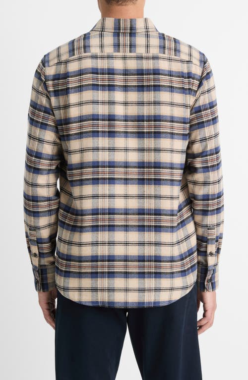 Shop Vince Hasley Plaid Flannel Button-up Shirt In Pebble/ultramarine