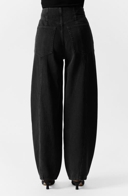 Shop & Other Stories Bloom Cut Barrel Leg Jeans In Black Dark