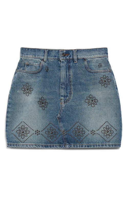 Shop Weekend Max Mara Apice Studded Denim Skirt In Navy