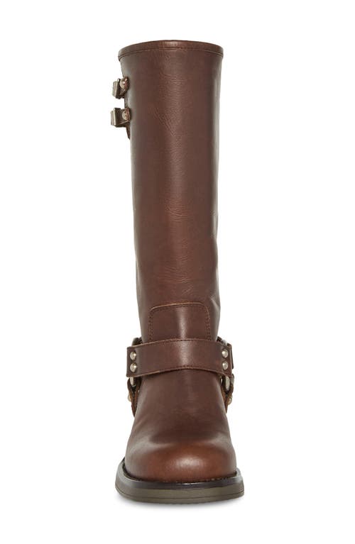 Steve Madden Astor Knee High Moto Boot In Brown