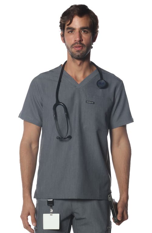 Shop Members Only Brighton 3-pocket Scrub Top In Graphite