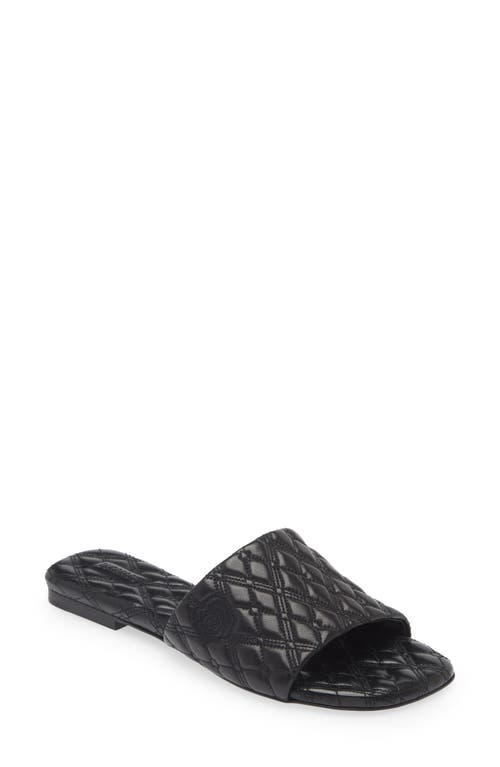 Shop Burberry Quilted Slide Sandal In Black