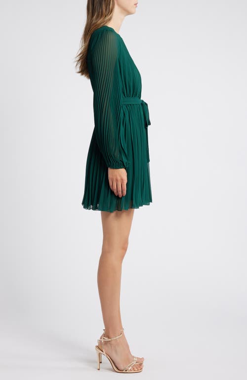 SAM EDELMAN SAM EDELMAN TIE BELT LONG SLEEVE PLISSÉ MINIDRESS 