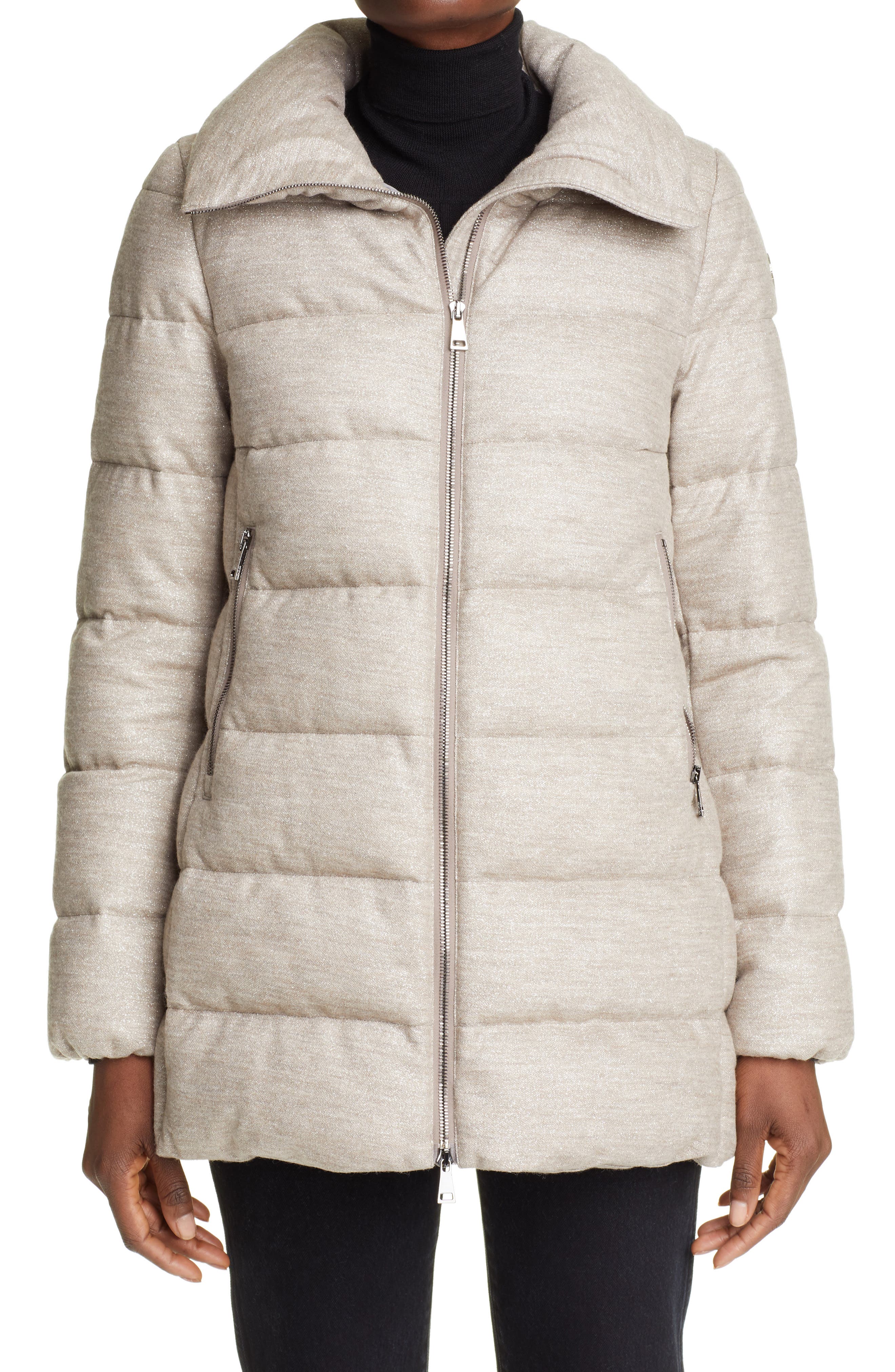 feather & down quilted puffer coat