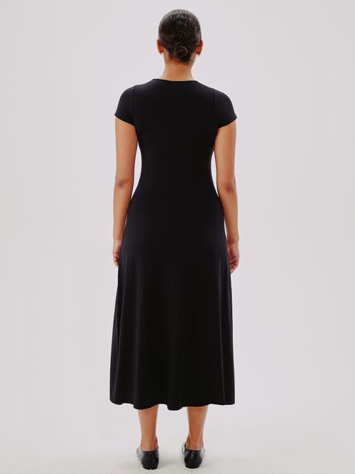 Another Tomorrow Short-sleeve Jersey Midi-dress In Black