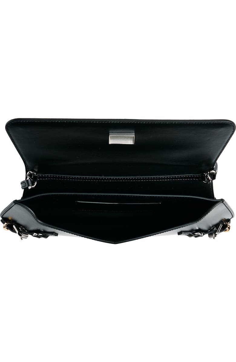 Givenchy Voyou Croc Embossed Leather Shoulder Bag, Alternate, color, Black