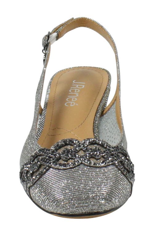 Shop J. Reneé Faleece Crystal Embellished Slingback Pump In Pewter Glitter/mesh Fabric