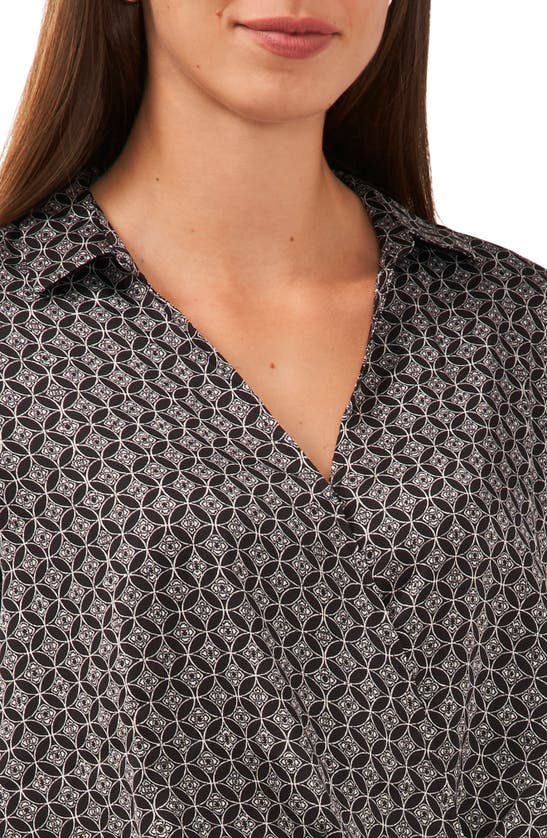 Shop Halogen ® Geo Print Wrap Shirt In Rich Black