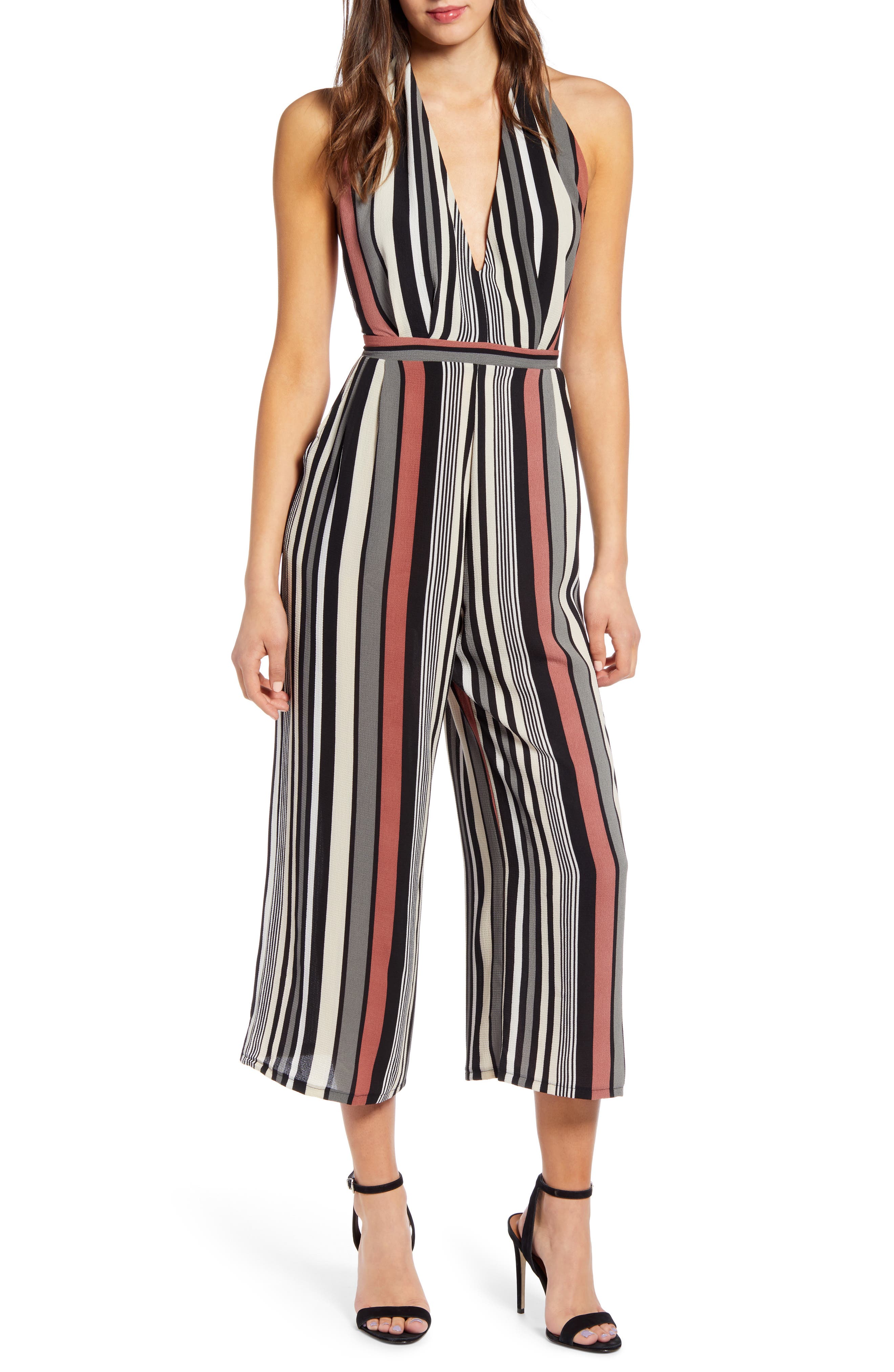 Leith Halter Cropped Jumpsuit, Pink