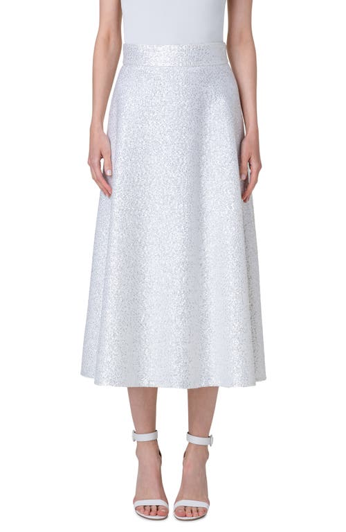 Akris Sequin Wool Blend A-Line Midi Skirt Ecru at Nordstrom,