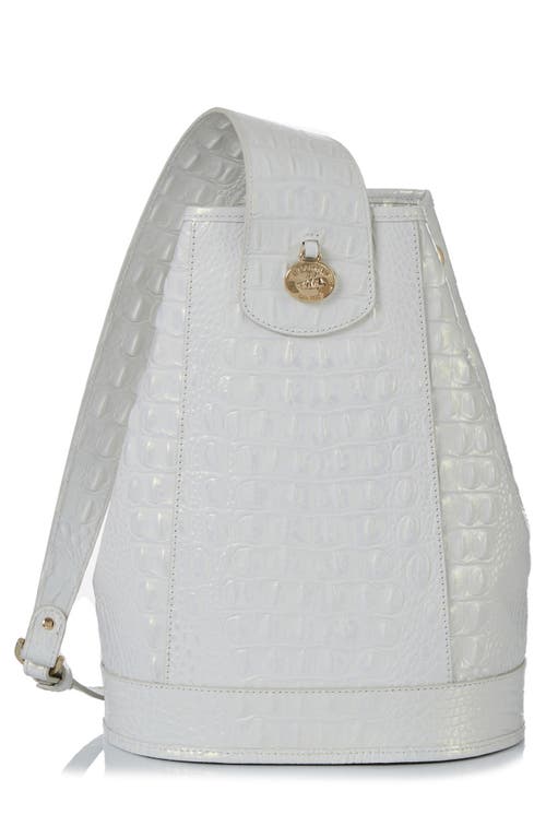 Brahmin Allie Croc Embossed Leather Slingback Bag in Shell White