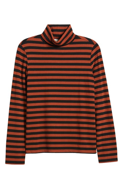 Shop Caslonr Caslon(r) Long Sleeve Turtleneck Top In Black- Rust G Charm Stripe