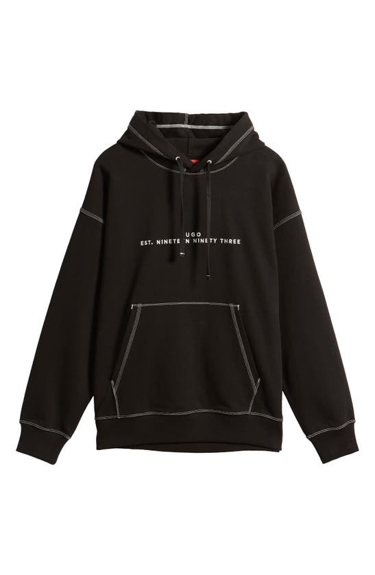 Shop Hugo Boss Hugo Dantaloup Embroidered Logo Pullover Hoodie In Black