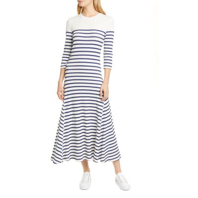 Polo Ralph Lauren Stripe Waffle Knit Cotton Blend Dress, Blue