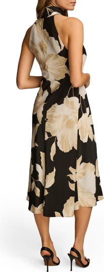 Donna Karan New York Floral Print Sleeveless Midi Dress
