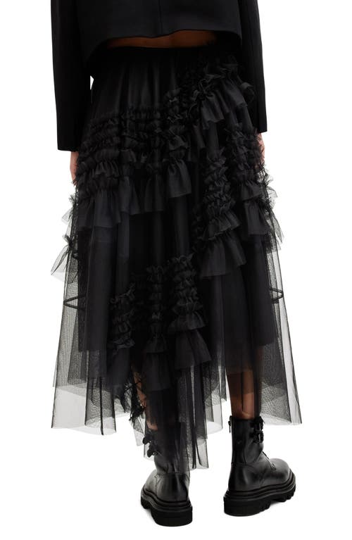Shop Allsaints Jen Asymmetric Hem Tulle Skirt In Black