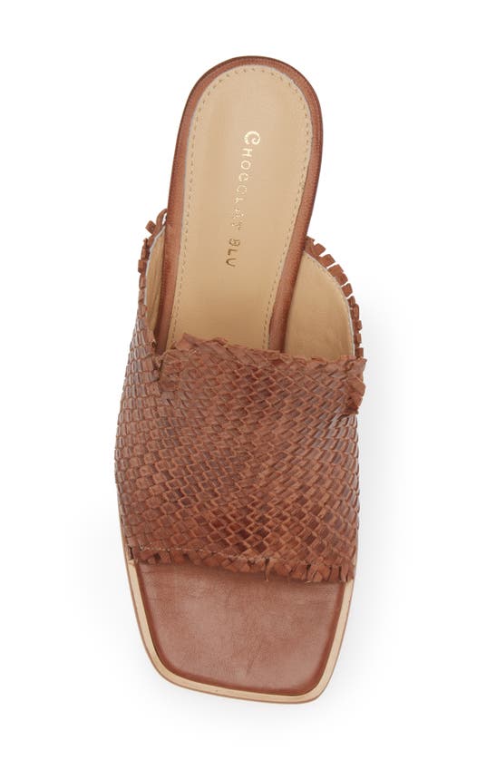 Shop Chocolat Blu Isola Block Heel Slide Sandal In Brown Leather