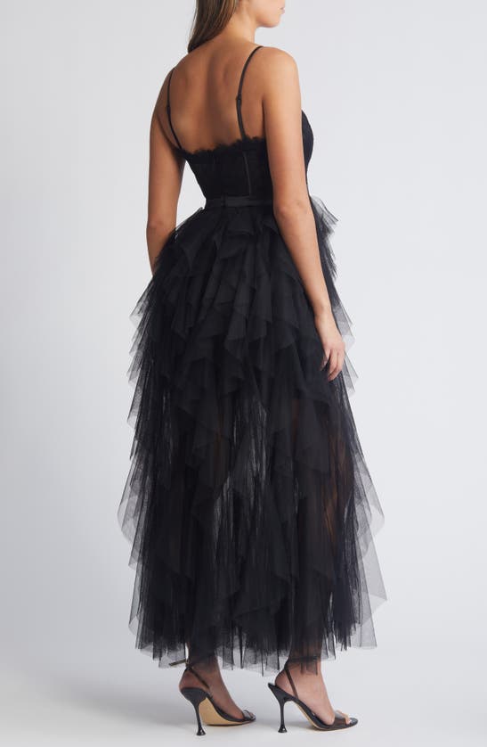 Shop Chelsea28 Corset Lace & Tulle Gown In Black