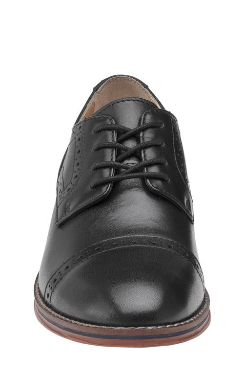 Shop Johnston & Murphy Kids' Conard Cap Toe Derby In Black Fg Leather