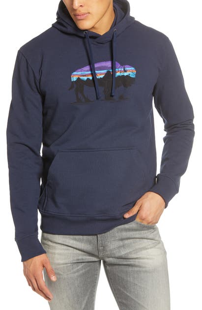 Patagonia Fitz Roy Bison Uprisal Hoodie In Classic Navy