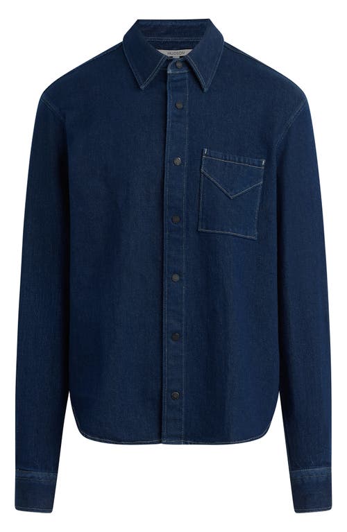Hudson Cotton Blend Denim Button Down Shirt In Eclipse