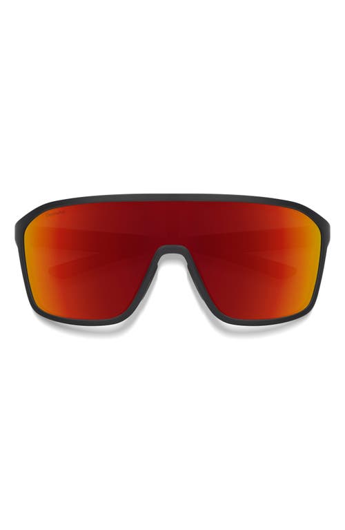 Smith Boomtown 135mm ChromaPop Polarized Shield Sunglasses in Matte Black /Red Mirror at Nordstrom