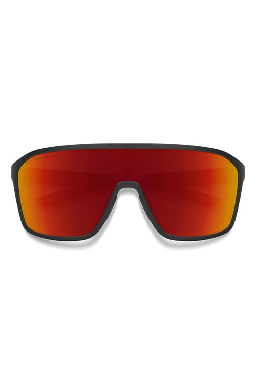 Smith Boomtown 135mm Chromapop™ Polarized Shield Sunglasses In Matte Black/red Mirror