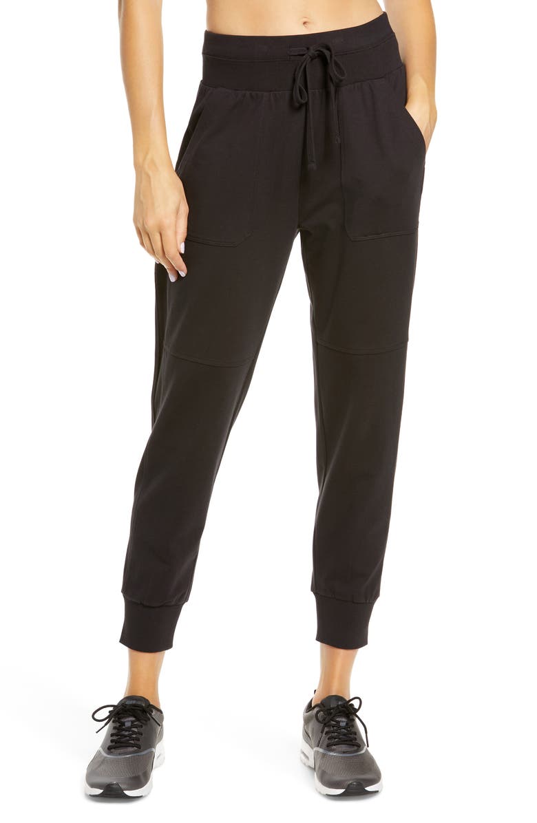 ZELLA Washed Organic Cotton Ankle Jogger Pants, Main, color, BLACK