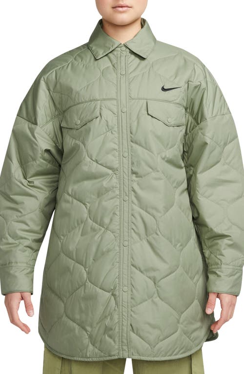 Nike Sportswear Essentials Quilted Jacket In Oil Green/black
