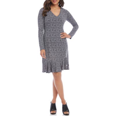Karen Kane Sienna Leopard Print Long Sleeve Dress, Grey