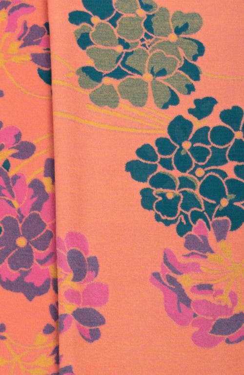 Saachi Floral Reversible Scarf In Teal/orange/pink