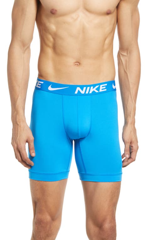 Nike 3-pack Dri-fit Essential Long Leg Boxer Briefs In Photo Blue/dark Grey/black