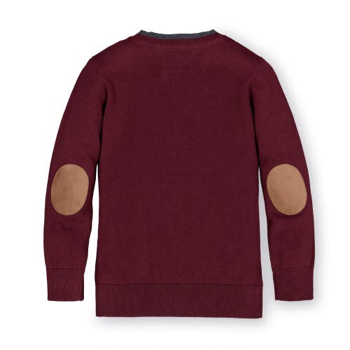 Hope & Henry Baby Boys' Organic Tipped Cardigan With Elbow Patches, Infant In Wine