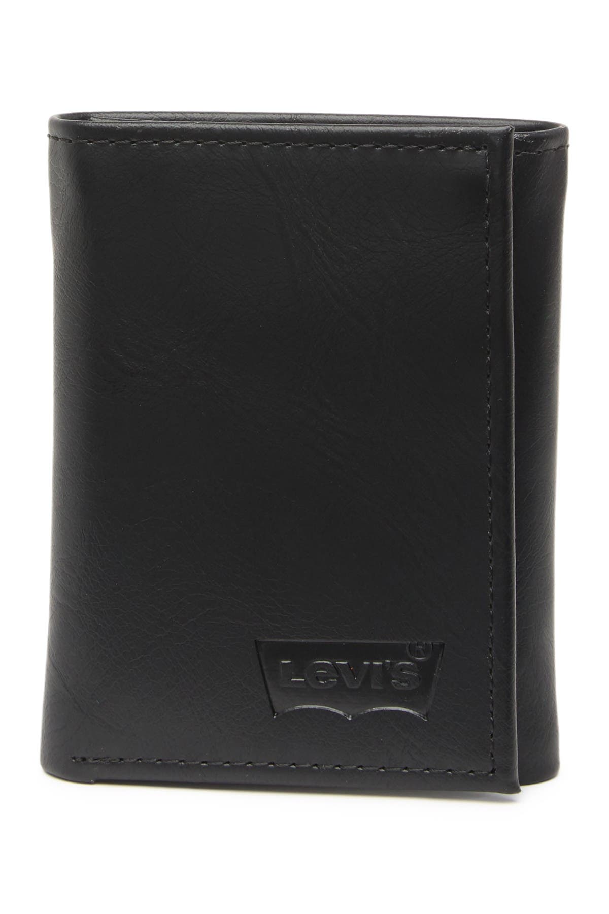 Levi's John Ii Trifold Leather Wallet In Black