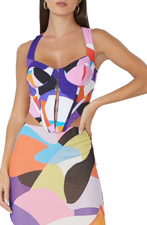 AFRM Delilah Corset Top in Abstract Color Block