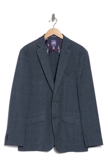 Savile Row Co Plaid Knit Sport Coat In Navy