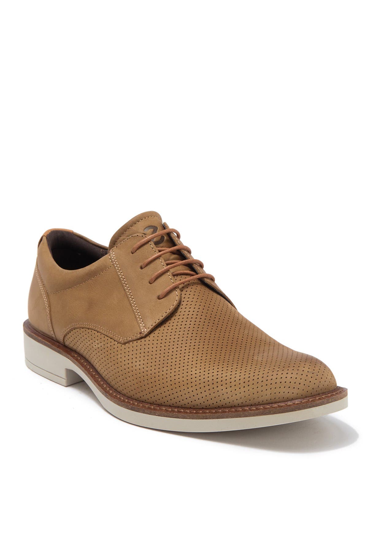 Ecco Biarritz Leather Perforated Cap Toe Derby In Camel/lion | ModeSens