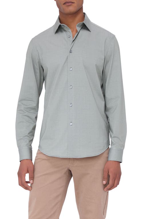 Shop Bugatchi Jimmy Ooohcotton® Herringbone Button-up Shirt In Khaki