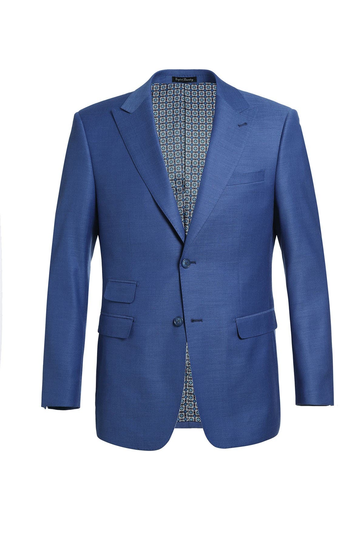 English Laundry | Solid Blue Slim Fit Two Button Notch Lapel Wool Suit ...