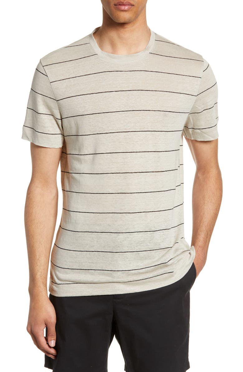 Club Monaco Slim Fit Stripe Linen Crewneck T-Shirt | Nordstrom