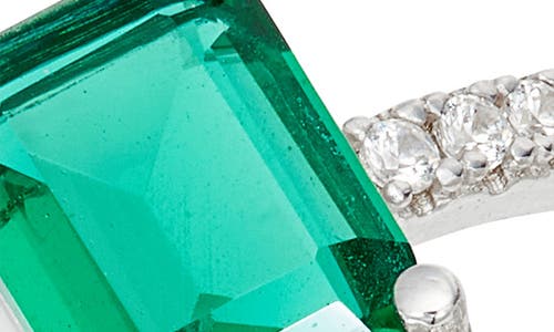 Shymi Cubic Zirconia Bypass Statement Ring In Silver/green