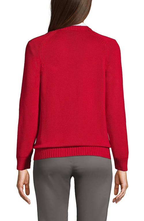 Lands' End School Uniform Young Cotton Modal V-neck Sweater In Red