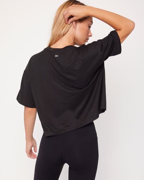 Shop Rebody Active Cozy Boxy Tee Short Sleeve Top In Cozy Black