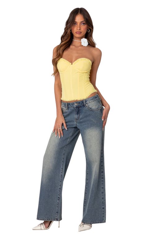 Shop Edikted Magda Low Rise Wide Leg Jeans In Blue-vintage-washed