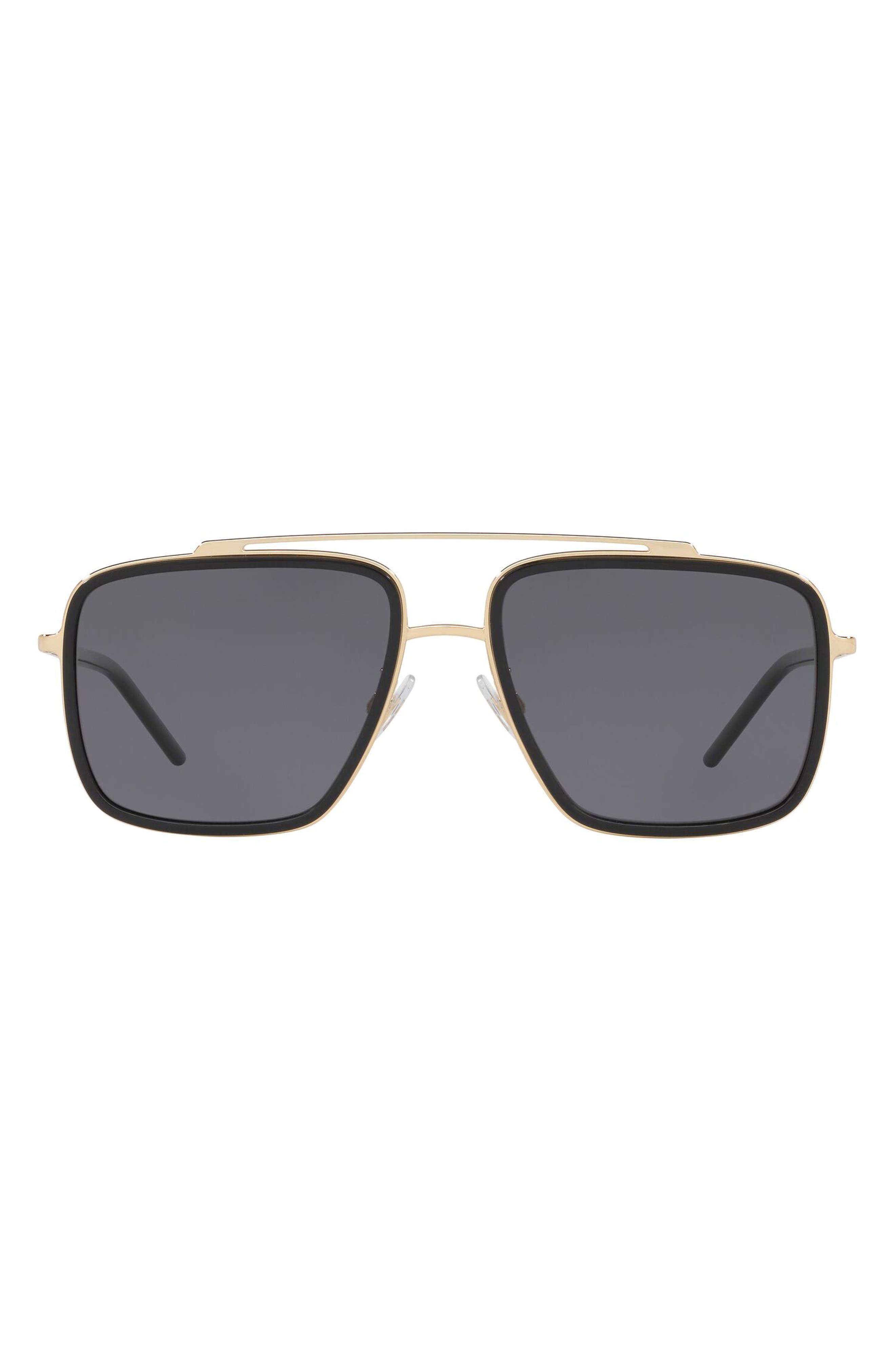 Dolce & Gabbana 57mm Polarized Navigator Sunglasses in Gold/Black/Grey at Nordstrom