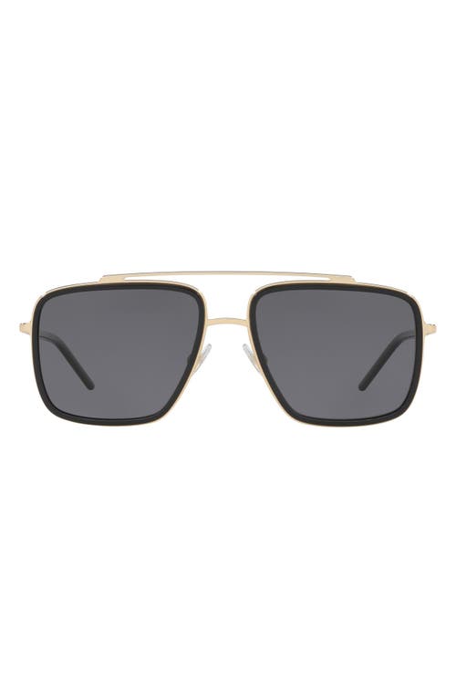Dolce & Gabbana 57mm Polarized Navigator Sunglasses in Gold/Black/Grey at Nordstrom