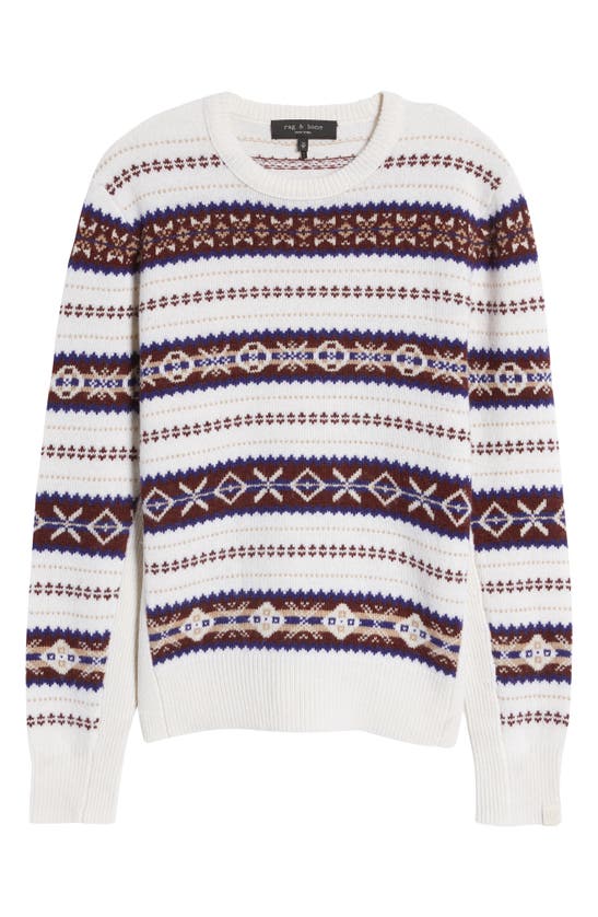 Rag & Bone Wesley Fair Isle Wool Crewneck Sweater In White Multi