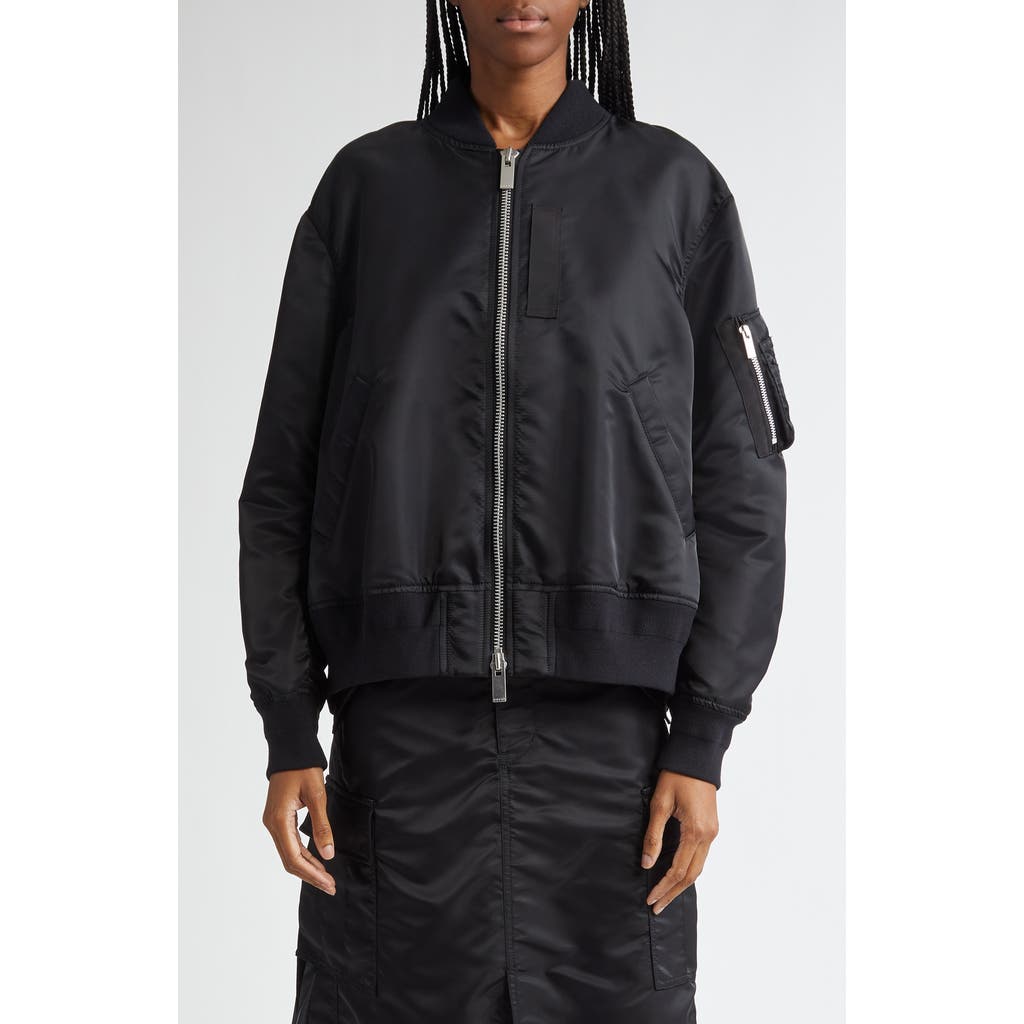 Sacai Womens Black Relaxed-fit Round-neck Shell Jacket In Black