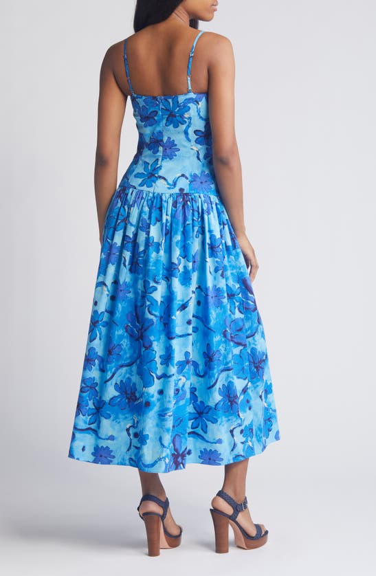 Shop Moon River Floral Print Sleeveless Sundress In Blue Multi